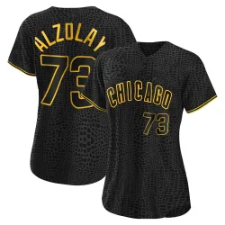 Chicago Cubs Adbert Alzolay Black Authentic Women's Snake Skin City Player Jersey