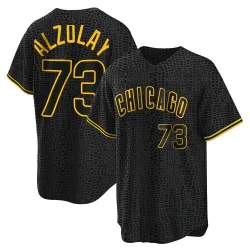 Chicago Cubs Adbert Alzolay Black Replica Men's Snake Skin City Player Jersey