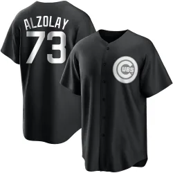 Chicago Cubs Adbert Alzolay White Replica Men's Black/ Player Jersey