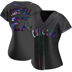 Chicago Cubs Addison Russell Black Holographic Replica Women's Alternate Player Jersey