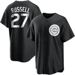 Chicago Cubs Addison Russell White Replica Men's Black/ Player Jersey