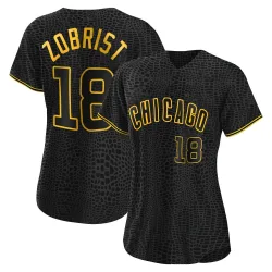 Chicago Cubs Ben Zobrist Black Authentic Women's Snake Skin City Player Jersey