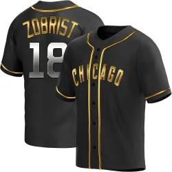 Chicago Cubs Ben Zobrist Black Golden Replica Men's Alternate Player Jersey