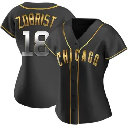 Chicago Cubs Ben Zobrist Black Golden Replica Women's Alternate Player Jersey