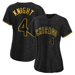 Chicago Cubs Caleb Knight Black Authentic Women's Snake Skin City Player Jersey