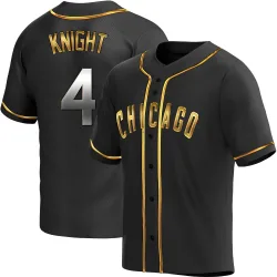 Chicago Cubs Caleb Knight Black Golden Replica Men's Alternate Player Jersey