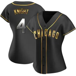 Chicago Cubs Caleb Knight Black Golden Replica Women's Alternate Player Jersey