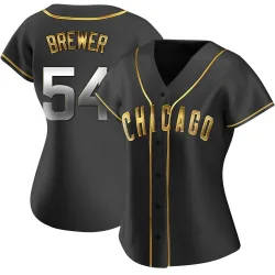 Chicago Cubs Colten Brewer Black Golden Replica Women's Alternate Player Jersey