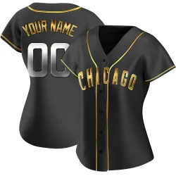 Chicago Cubs Custom Black Golden Replica Women's Alternate Player Jersey