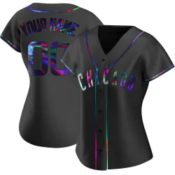 Chicago Cubs Custom Black Holographic Replica Women's Alternate Player Jersey