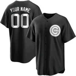 Chicago Cubs Custom White Replica Men's Black/ Player Jersey