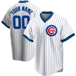 Chicago Cubs Custom White Replica Men's Home Cooperstown Collection Player Jersey