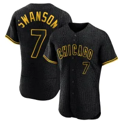 Chicago Cubs Dansby Swanson Black Authentic Men's Snake Skin City Player Jersey