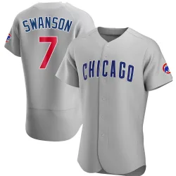 Chicago Cubs Dansby Swanson Gray Authentic Men's Road Player Jersey