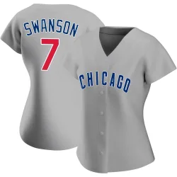 Chicago Cubs Dansby Swanson Gray Authentic Women's Road Player Jersey