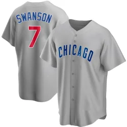 Chicago Cubs Dansby Swanson Gray Replica Men's Road Player Jersey