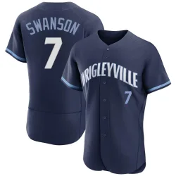 Chicago Cubs Dansby Swanson Navy Authentic Men's 2021 City Connect Player Jersey