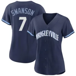 Chicago Cubs Dansby Swanson Navy Authentic Women's 2021 City Connect Player Jersey