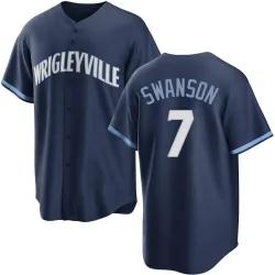 Chicago Cubs Dansby Swanson Navy Replica Men's 2021 City Connect Player Jersey