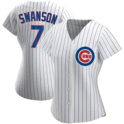 Chicago Cubs Dansby Swanson White Authentic Women's Home Player Jersey