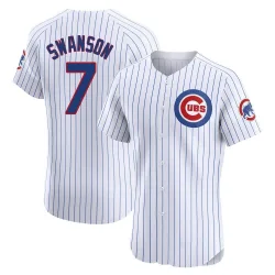 Chicago Cubs Dansby Swanson White Elite Men's Home Player Jersey