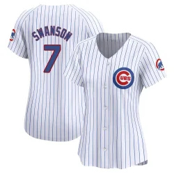 Chicago Cubs Dansby Swanson White Limited Women's Home Player Jersey