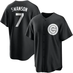 Chicago Cubs Dansby Swanson White Replica Men's Black/ Player Jersey