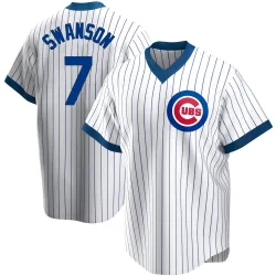 Chicago Cubs Dansby Swanson White Replica Men's Home Cooperstown Collection Player Jersey