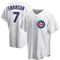 Chicago Cubs Dansby Swanson White Replica Men's Home Player Jersey