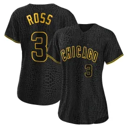 Chicago Cubs David Ross Black Authentic Women's Snake Skin City Player Jersey