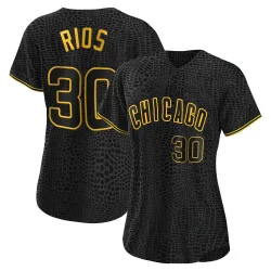 Chicago Cubs Edwin Rios Black Authentic Women's Snake Skin City Player Jersey