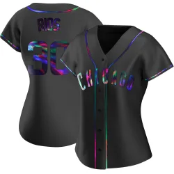 Chicago Cubs Edwin Rios Black Holographic Replica Women's Alternate Player Jersey