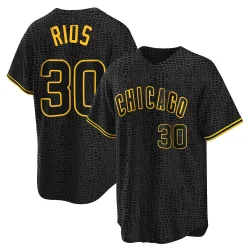 Chicago Cubs Edwin Rios Black Replica Men's Snake Skin City Player Jersey