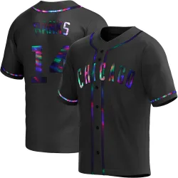 Chicago Cubs Ernie Banks Black Holographic Replica Men's Alternate Player Jersey