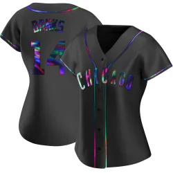 Chicago Cubs Ernie Banks Black Holographic Replica Women's Alternate Player Jersey