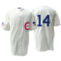 Chicago Cubs Ernie Banks Official Cream Authentic Men's Mitchell and Ness 1969 Throwback Player MLB Jersey