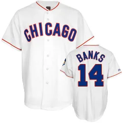 Chicago Cubs Ernie Banks White Authentic Men's 1968 Throwback Player Jersey