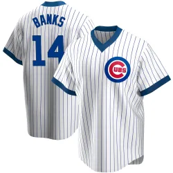 Chicago Cubs Ernie Banks White Replica Men's Home Cooperstown Collection Player Jersey