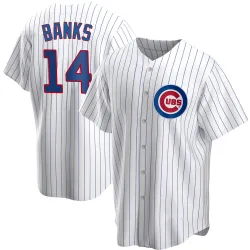 Chicago Cubs Ernie Banks White Replica Men's Home Player Jersey