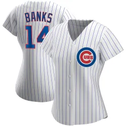 Chicago Cubs Ernie Banks White Replica Women's Home Player Jersey