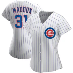 Chicago Cubs Greg Maddux White Authentic Women's Home Player Jersey