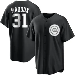 Chicago Cubs Greg Maddux White Replica Men's Black/ Player Jersey