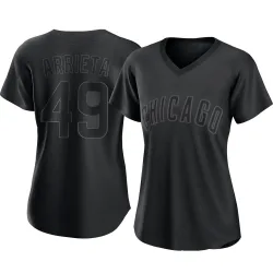 Chicago Cubs Jake Arrieta Black Authentic Women's Pitch Fashion Player Jersey