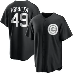 Chicago Cubs Jake Arrieta White Replica Men's Black/ Player Jersey