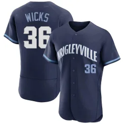 Chicago Cubs Jordan Wicks Navy Authentic Men's 2021 City Connect Player Jersey