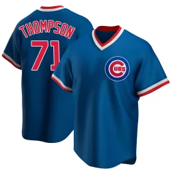 Chicago Cubs Keegan Thompson Royal Replica Men's Road Cooperstown Collection Player Jersey