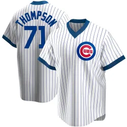 Chicago Cubs Keegan Thompson White Replica Men's Home Cooperstown Collection Player Jersey