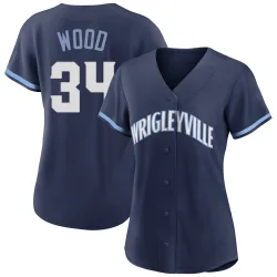 Chicago Cubs Kerry Wood Navy Authentic Women's 2021 City Connect Player Jersey