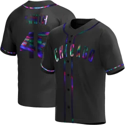 Chicago Cubs Lee Smith Black Holographic Replica Men's Alternate Player Jersey