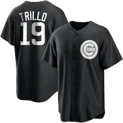 Chicago Cubs Manny Trillo White Replica Men's Black/ Player Jersey